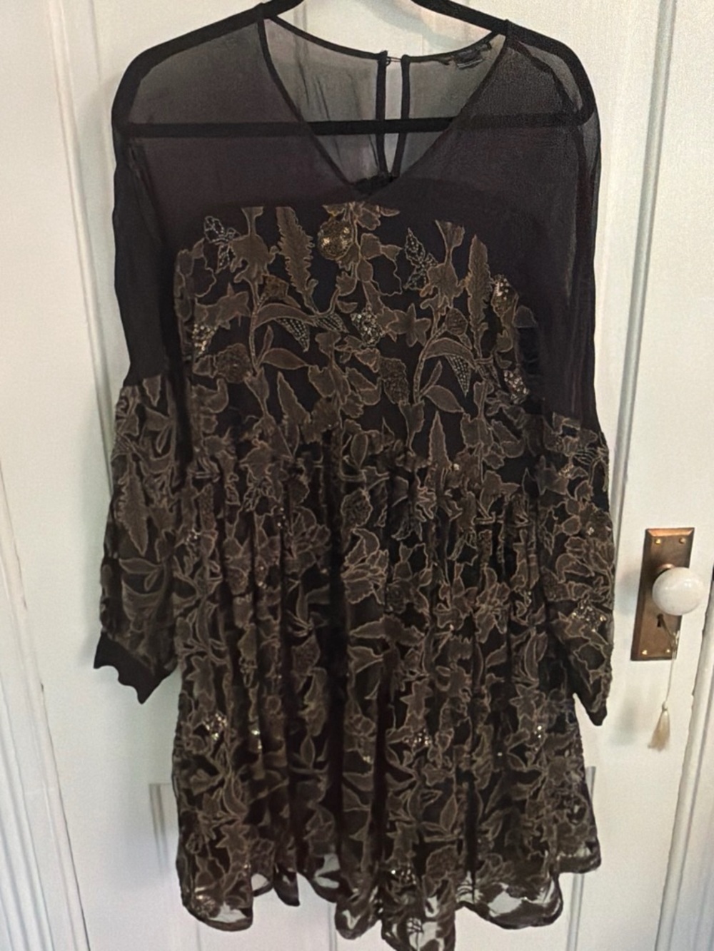 Black and Gold Metallic Swing Party Dress